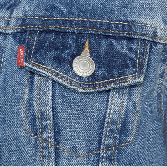 NEW! Levi's Strauss Kids Denim Jean Trucker Jacket Blue SZ 5-6 Years - Picture 3 of 8